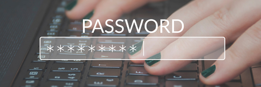 A woman uses a lengthy and complex password as part of a comprehensive network security strategy